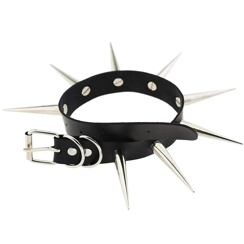 Metal Spike Rivets Rock Gothic Chokers PU Leather Stud Collar Choker Necklace