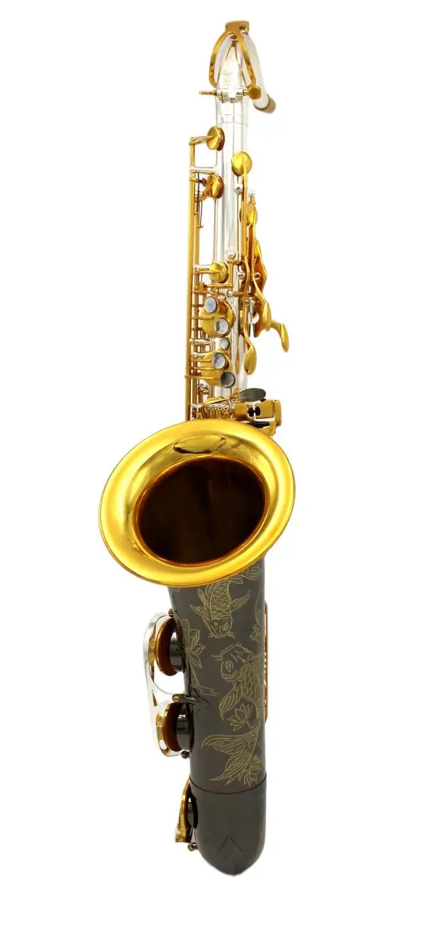 Bb Tenor Saxophone Black Nickel Silver Body Golden Bell Rust Resistant for Musicians