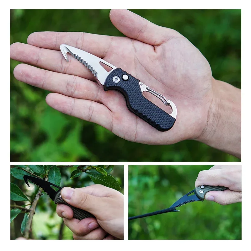 1PCS Outdoor EDC Portable Multifunctional Package Opener, Keychain, Serrated Hook, Mini Box Opener Self Defense Tool