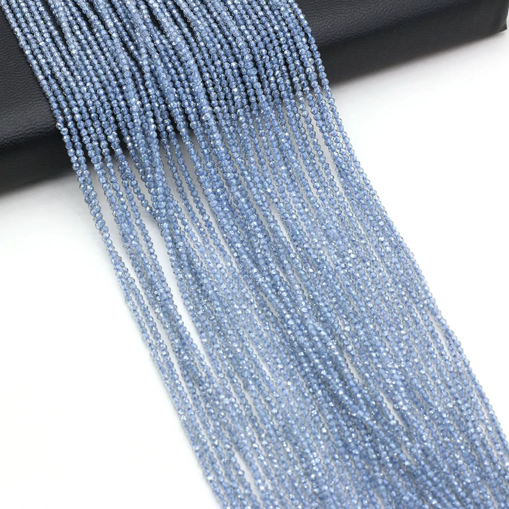 Natural Stone Beads Small Round  Light Blue Faceted Exquisite Beaded For Jewelry Making DIY Bracelet Necklace Accessories