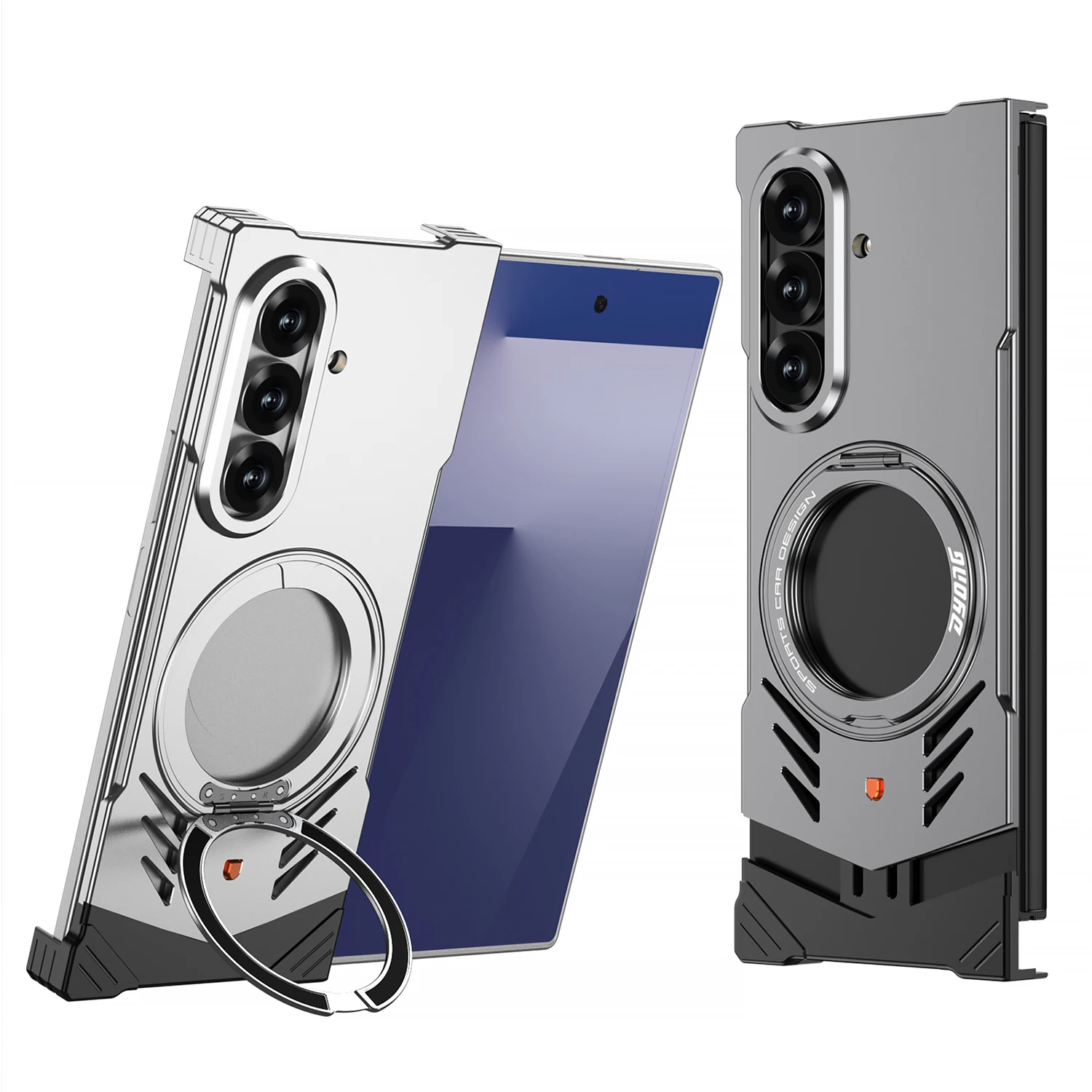 New Metal Case For Samsung Galaxy Z Fold 8 Ultra 7 6 5G Magnetic Aluminum Alloy Rimless Heat Dissipation 360° Stand