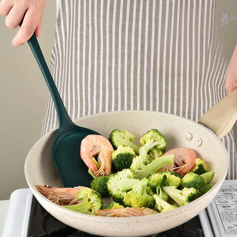 5 قطعة الغذاء الصف سيليكون أواني المطبخ مجموعة مقاومة للحرارة غير عصا ملعقة مغرفة مشقوق ملعقة أدوات الطبخ الأخضر #3
