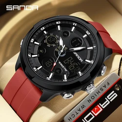 SANDA Top Brand G Style Men Watches 50M Waterproof Sports Military Quartz Watch For Male Double Display Digital Wristwatch Clock