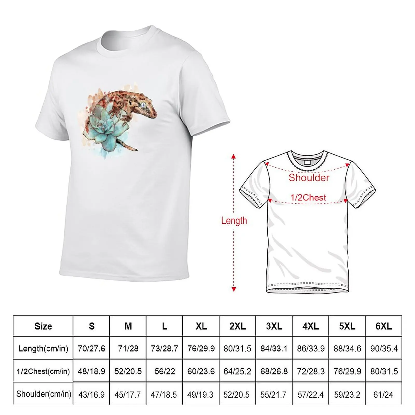 Gargoyle Gecko on Succulent T-Shirt Work Duty Casual T-Shirt