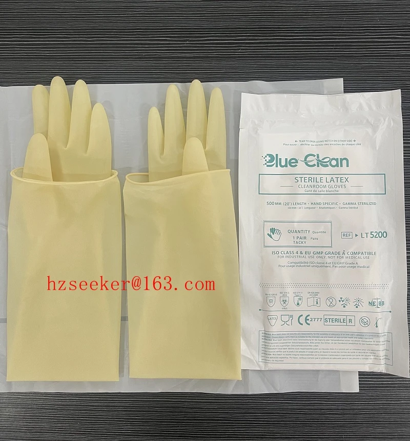

Blue Clean LT5200 (1pair) 20 inch cleanroom latex glove ISO class 4 & EU GMP Grade A Compatible for industrial length 500 mm