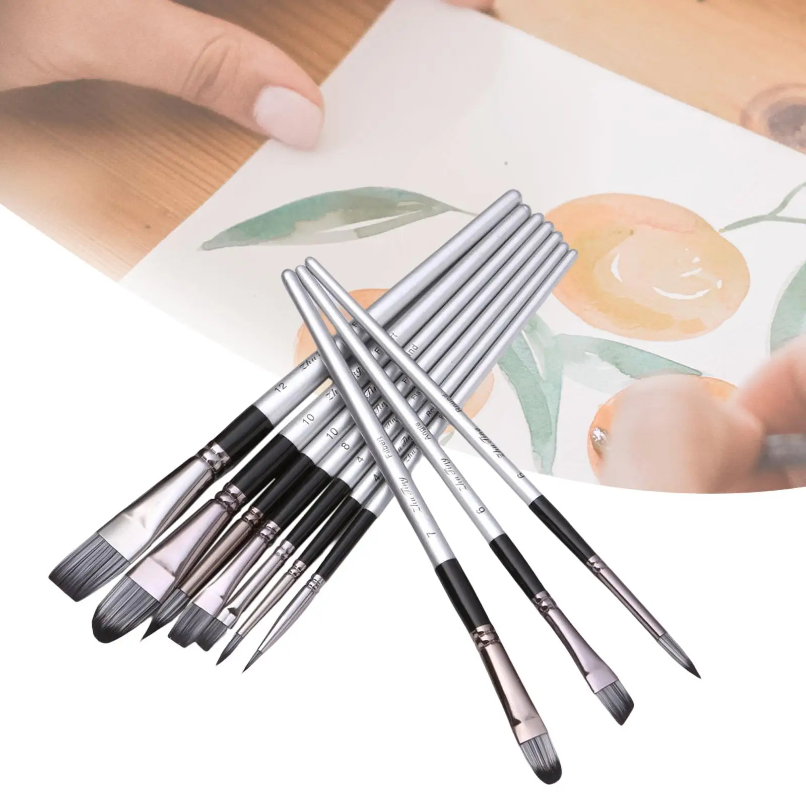 12 Pieces Professional Artist Paint Brushes Long Wooden Handle Paint Brush Pen Set Body Paint Tools Paintbrushes for Beginner