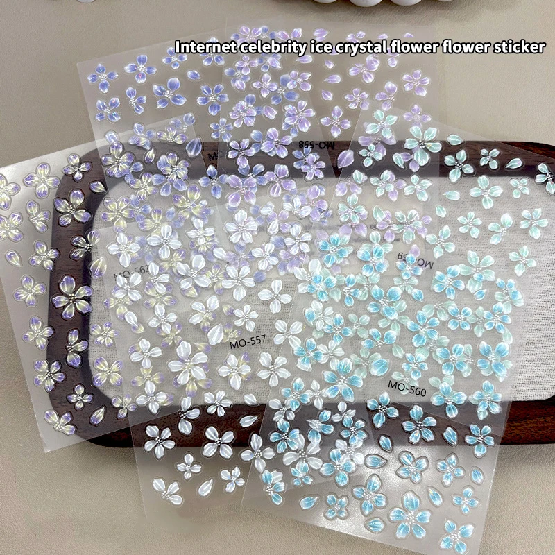 

5D Fashion Jelly Flash Quadripetal Flower Butterfly Nail Art Stickers Manicure Designs High Quality Self Adhesive Sticker