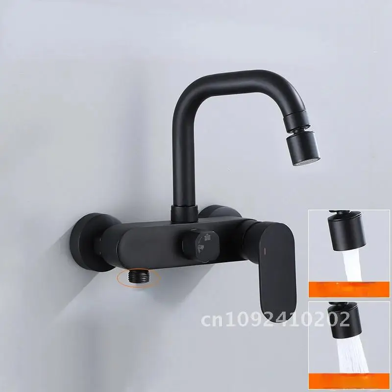 Spray Faucet Into Wall Type With Kitchen Gun Black Hot Bathroom Universal Cold Copper And Water Rotary