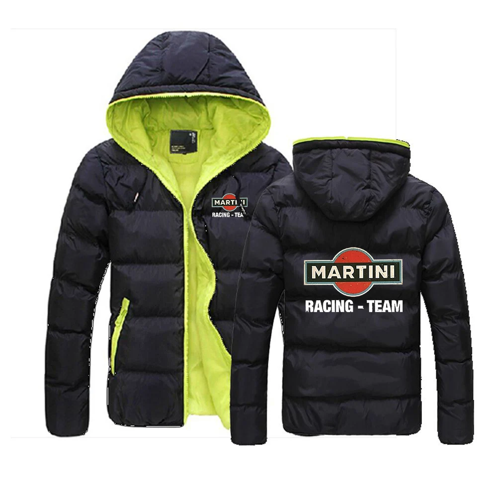 Martini Racing Men Winter Casual Coat Color Collision Zipper Hoodie Cotton-padded Jacket Coat High Quality Comfy Daily Jacket