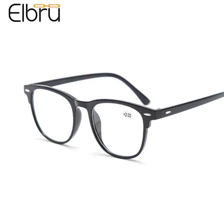 Elbru+1+1.5+2+2.5+3+4 Reading Glasses Women Prescription Reading Optical Eyeglasses Unisex Round Hyperopia Magnifying Eyewear