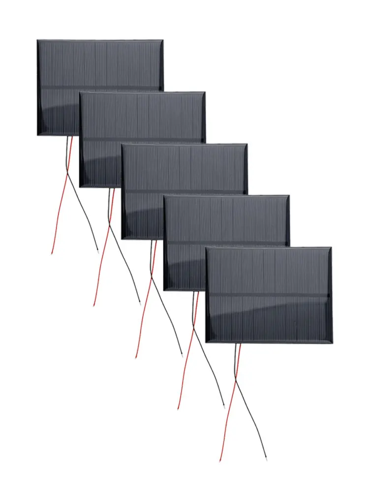 5PCS Solar Panels 5 5V 200mA with 15cm Wire Polycrystalline Cells for Small Solar Power Systems and DC Applications 110x80mm