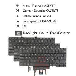 French AZERTY German QWERTZ Italian LAS Latin Spanish UK Keyboard for Dell Latitude 5400 5401 5410 5411, Y2019 07RR5H Backlit