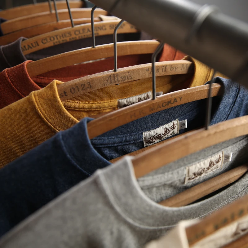 Non Stock American Retro Heavyweight Cotton Short Sleeve T-Shirt Loose Fit round Neck Color Men's Casual Top