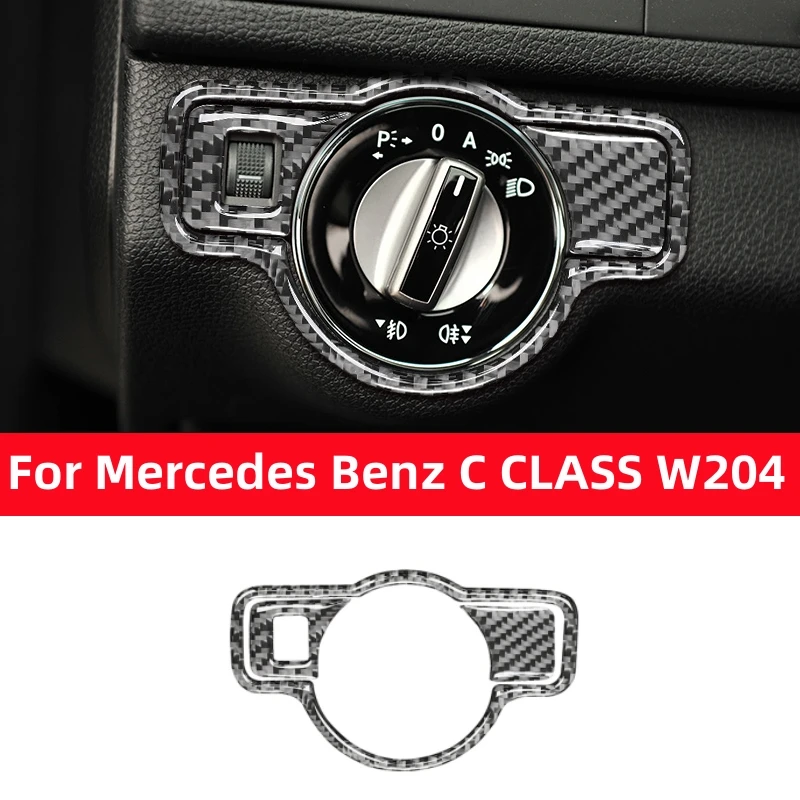 

Для Mercedes Benz C CLASS W204 2007-2014 углеродное волокно, кнопка переключения фар, наклейка на панель, внутренняя отделка, автомобильные аксессуары
