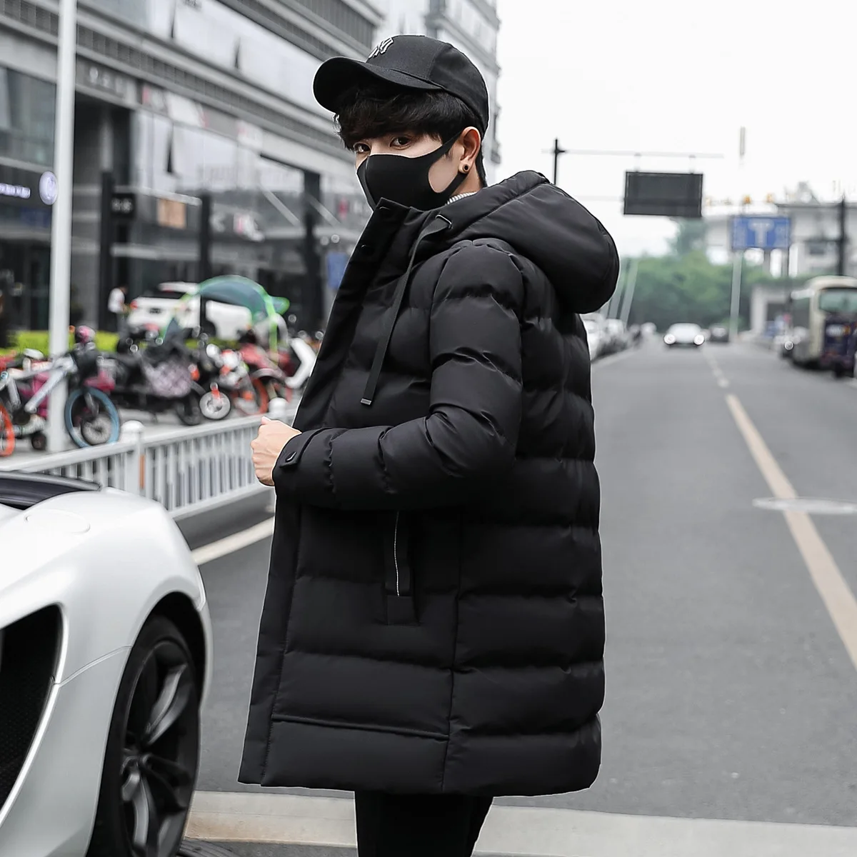 

Winter New Workwear Cotton Coat Long Cotton Jacket Winter Coat for Men Medium To Long Cotton Coat Hooded Parkas men