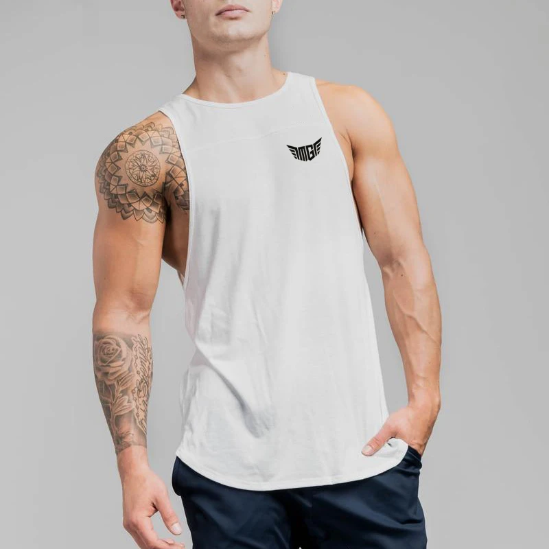 

Gym Bodybuilding Workout Singlet Men Cotton Breathable Tank Top Sport Training Fitness Muscle Vest Street Hip Hop Fashion Shirt