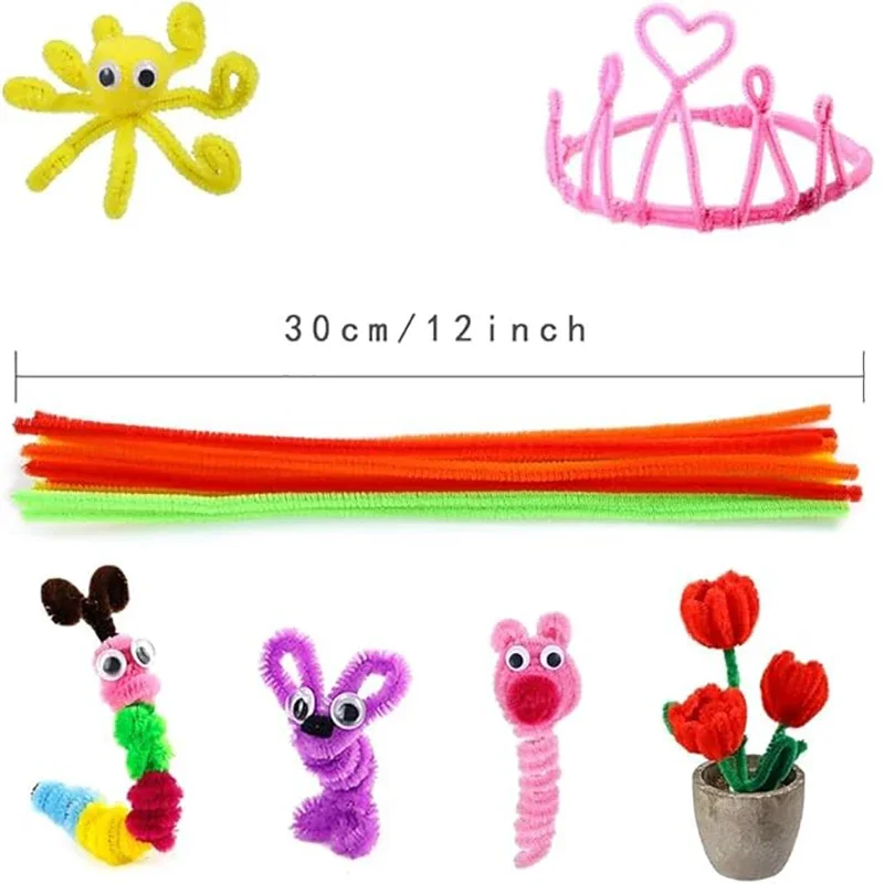 100/50Pcs Chenille Stems Bulk 22 Colors Chenille Pipe Cleaner Stems Kids Art and Crafts Projects and Decorations(6 mm x 12 inch)