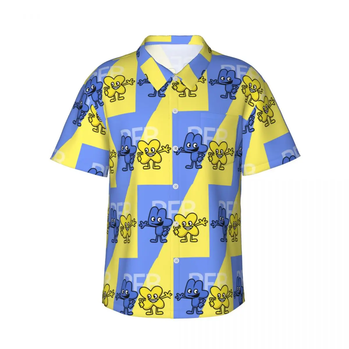 

BFDI 4 And X Design Men's Shirts Hawaiian Short Sleeve Shirt Fashion Lapel Tops for Summer Beach