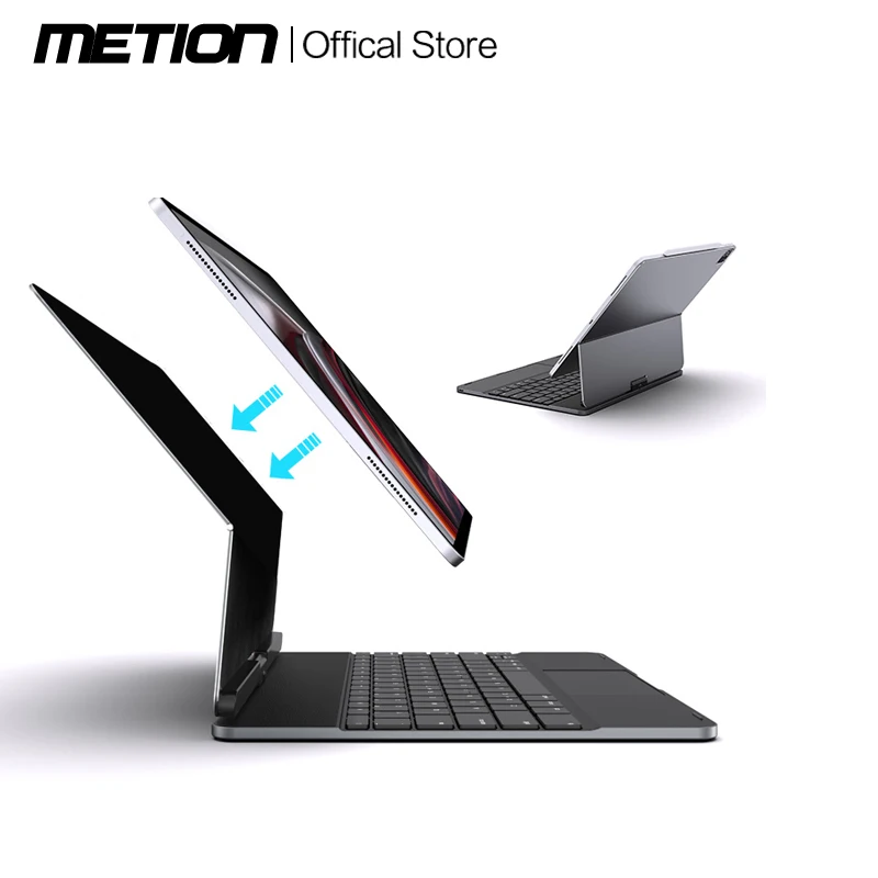 Doqo liga de alumínio magia magnética teclado bluetooth scissor mecanismo 360 rotação adequado para 2020/2021ipadpro1 1/12.9 air4/5