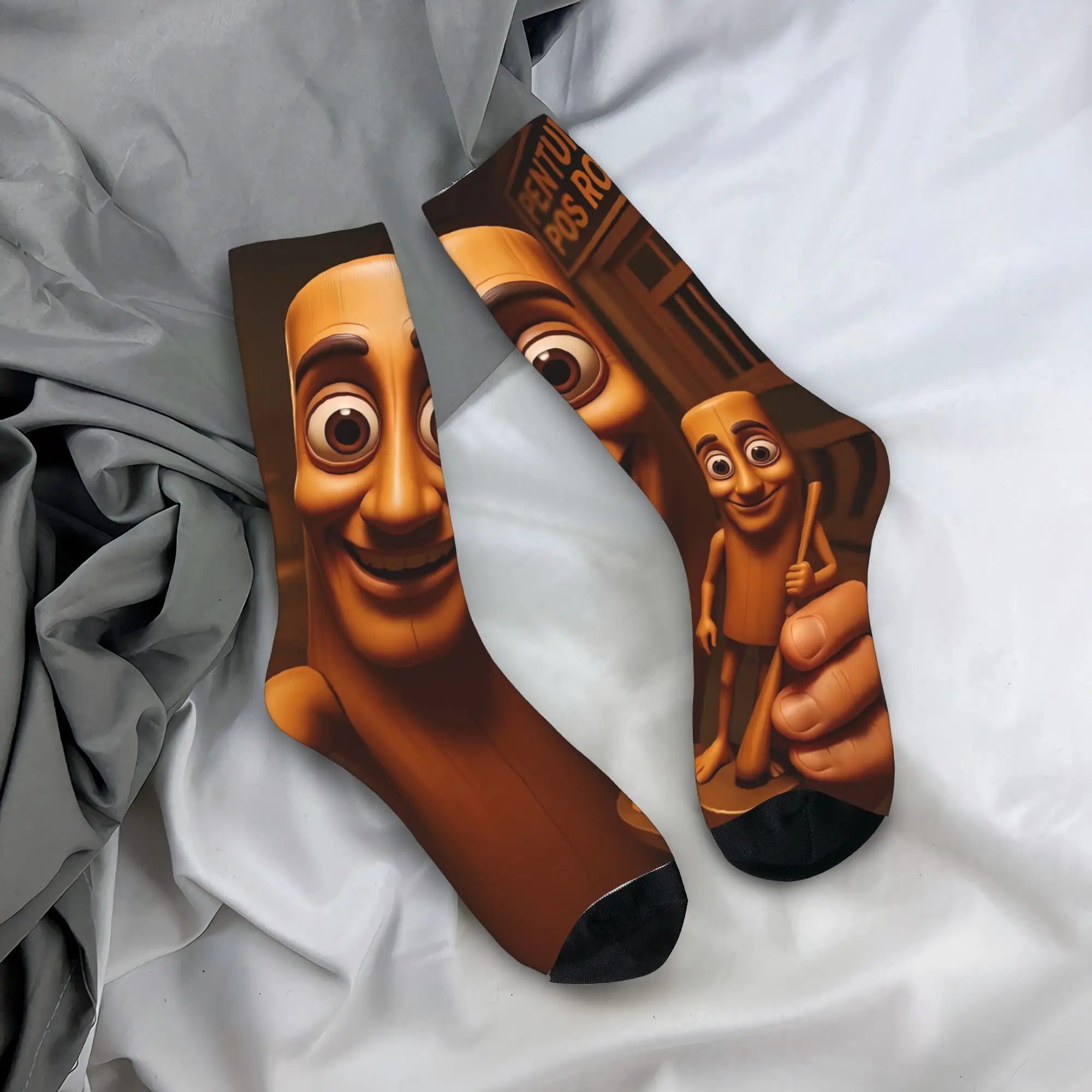 Tung Tung Tung Sahur Socks  Funny Stockings Spring Non-Slip Men's Socks Warm Soft Printed Cycling Socks