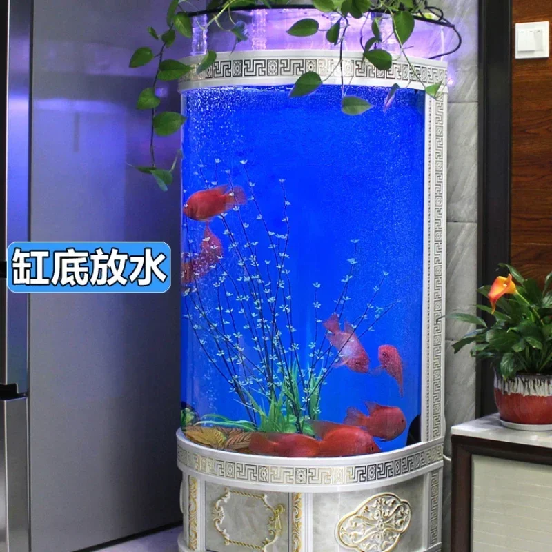 Household Semicircle Lazy Change Water Ecological Aquarium Small Cylinder against the Wall