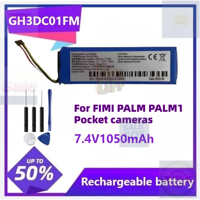 

GH3DC01FM New Rechargeable Li-ion Battery for Xiaomi FIMI PALM PALM 1 Pocket Gimbal Camera + Free Tools 7.4V 7.77Wh 1050mAh