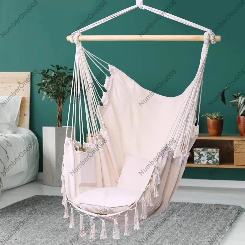 Cotton Rope Hanging Chair Hammock for Adults Balcony Garden Outdoor Indoor Swing Chair for Home Patio Relaxation