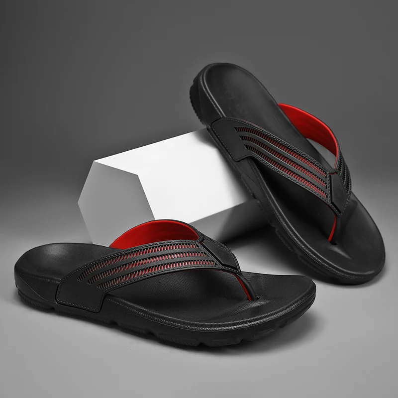 

Летние мужские черные шлепанцы, уличные пляжные тапочки, домашние уличные нескользящие мужские тапочки, мягкие пляжные мужские тапочки из ЭВА, уличные