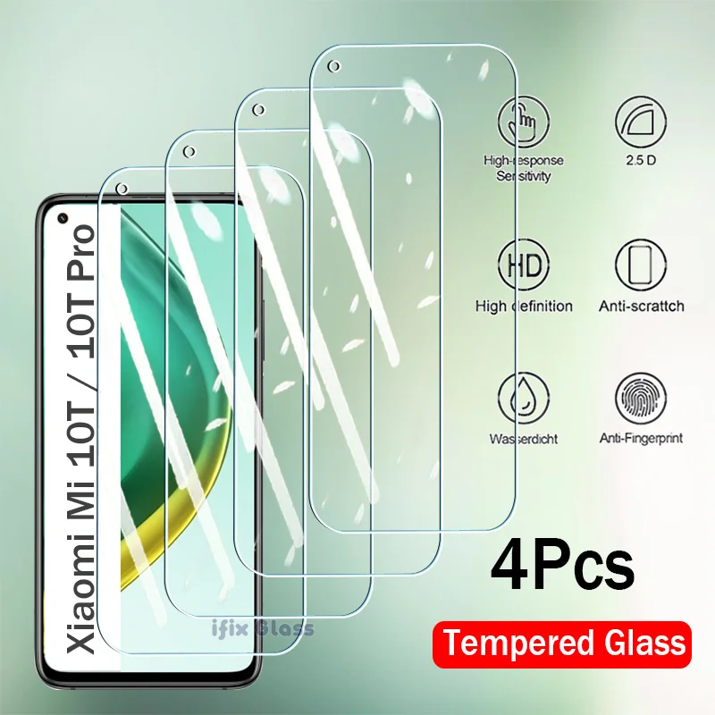 4Pcs Tempered Glass For Xiaomi Mi 9T 10T Pro Lite Full Cover Screen Protector Xiaomi Mi 10T 9T Pro Protective Glass