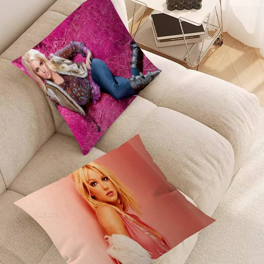 Singer Britney Spears Pillow Covers Cartoon Sofa Decorative Home Double-sided Printing Short Plush Cute Cushion Cover