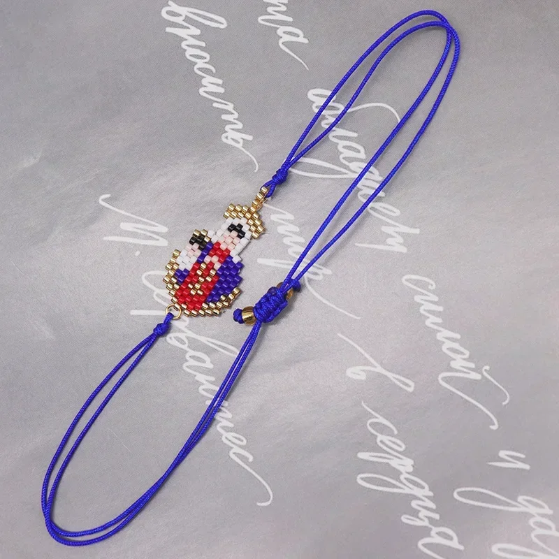 Rice bead bracelet Facial image Originality Design Hand knitting Bohemia Adjustable Fashion Simple Beaded bracelet