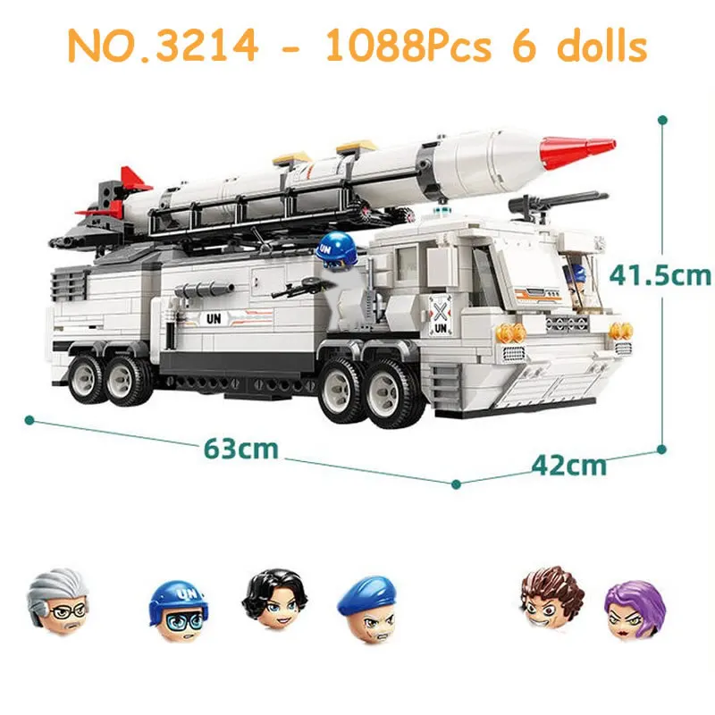 QMAN 1088pcs Missile launcher Military Building Block Army Weapon Soldier Model Bricks Kit Toy for Children NO.3214