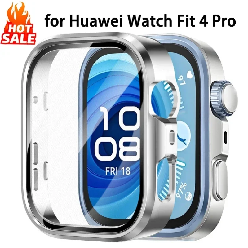 Gehärteter Glas-Displayschutz mit Stoßfänger-Rahmen für Huawei Watch Fit 5 Pro 4, stoßfester Schutz für Gehäuseabdeckung, kratzfest, vollständige Abdeckung.