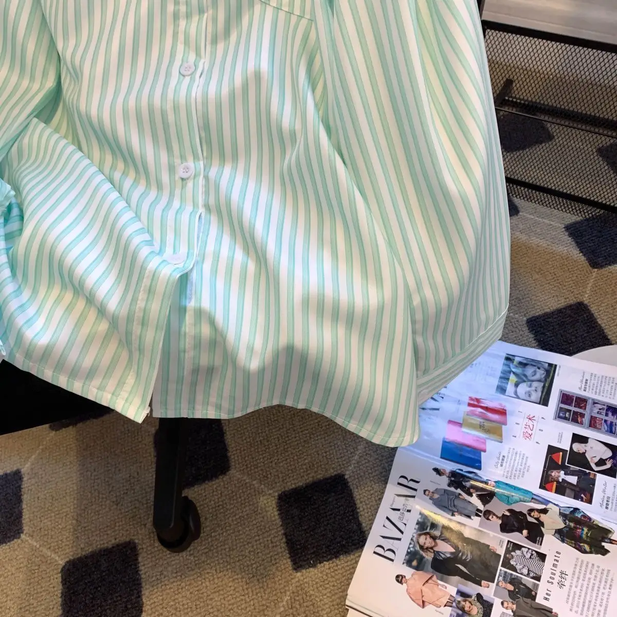 Gestreept overhemd vest jas dames Veelzijdig shirt met lange mouwen Design topjas