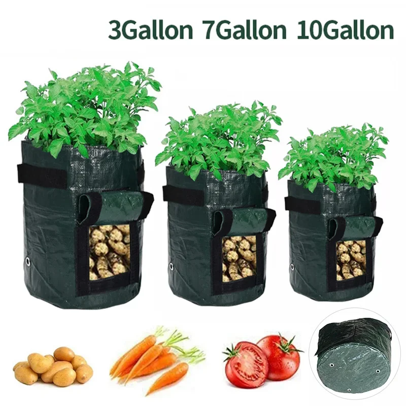 

3/5//10 Gallon Plant Growing Bags Potatoes Tomato Vegetable Grow Bags with Handle Thicken PE Garden Pot Garden Accessories