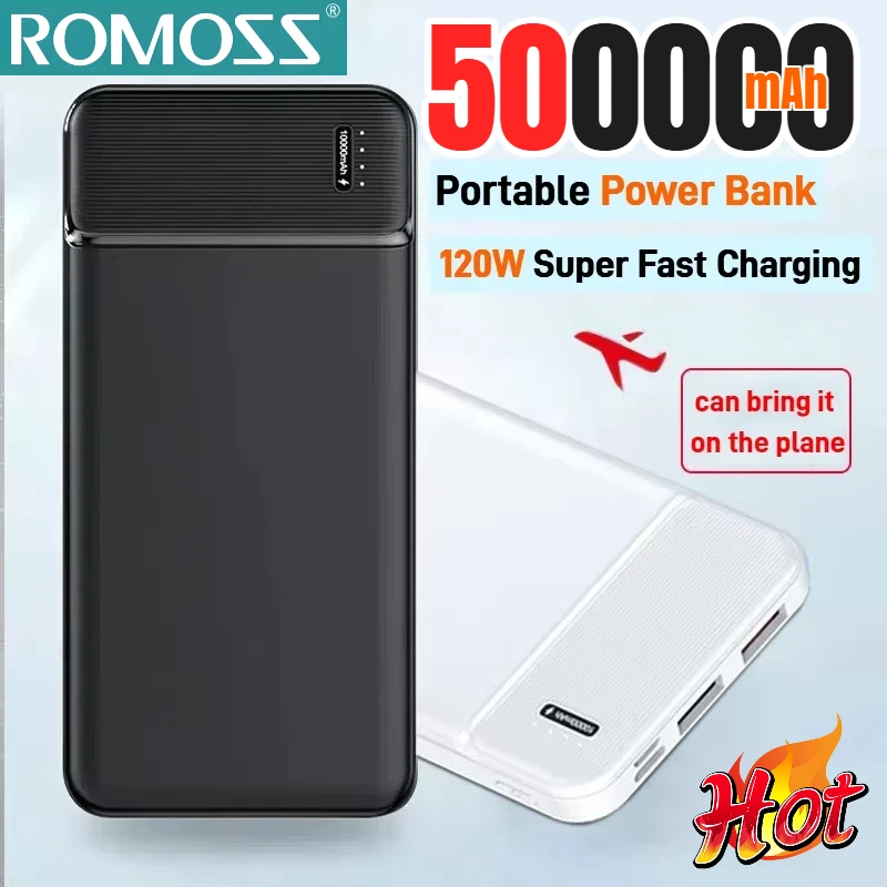 

Портативный внешний аккумулятор ROMOSS 500000 мАч, 120 Вт, с высокой емкостью и сверхбыстрой зарядкой для iPhone и Samsung