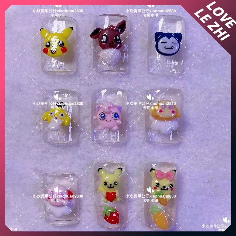 

Pokemon Silica Gel Nail Mold Kawaii Cartoon Pikachu 3D Three-Dimensional Carving Diy Soft Mold Nail Finished Product Tools