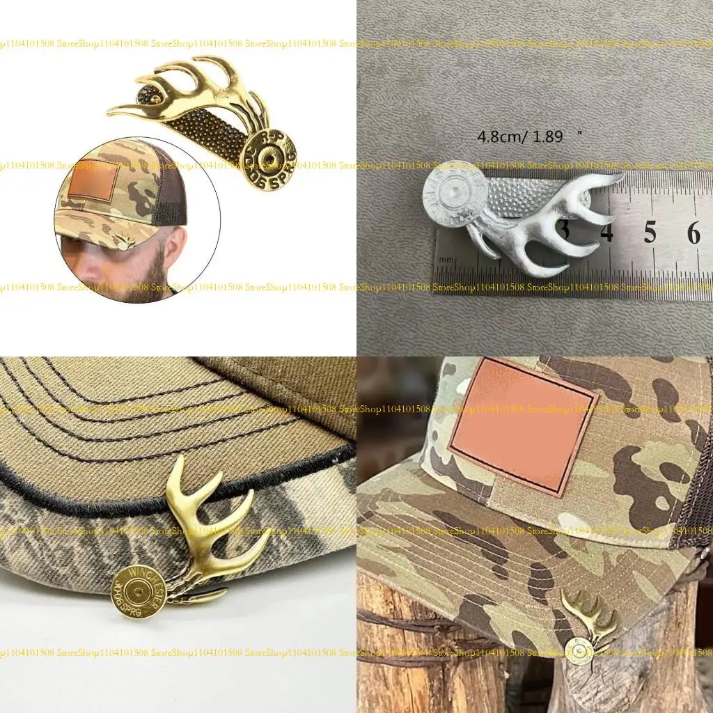 

15YC Multi Functional Hat Clip Brass Brim Clip Deer Antler Hat Clip for Hunting Enthusiasts Elegant Brim Clip Accessories
