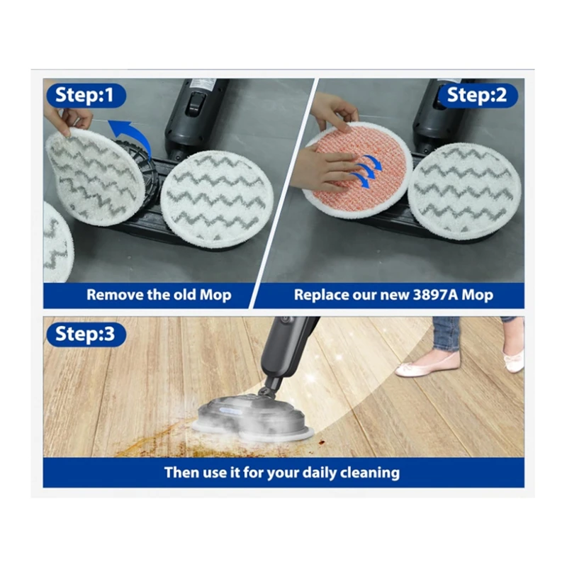 9pcs Mop Pads for 3897A 3712 Scrubbing Steam Mop Cleane Mop Rag Accessories-A46I
