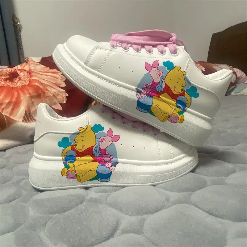 Disney Stitch Shoes Couple Print Board Shoes Anime Stitch Tennis Shoes Cute Winnie Casual Sneakers Kids Stitch Basket Shoes