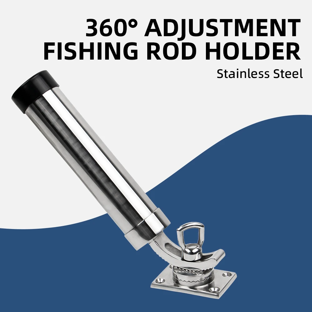 

Andymarine Stainless Steel Deck Mount 360 Degree Adjustable Fishing Rod Holder For Yacht Boat Accessories