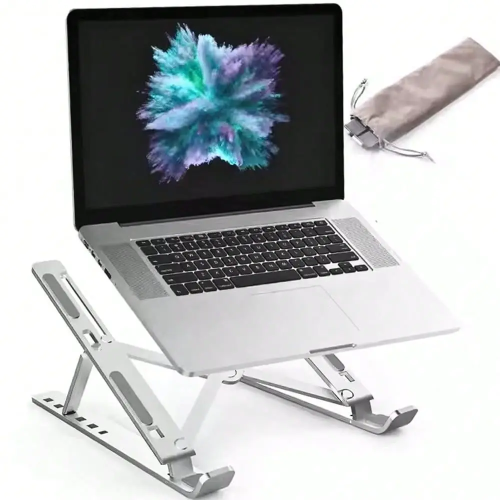 

Aluminium Laptop Stand For Desk, Ergonomic Foldable Portable Notebook Holder, Compatible With MacBook Pro Air, , HP, Asus, , 10