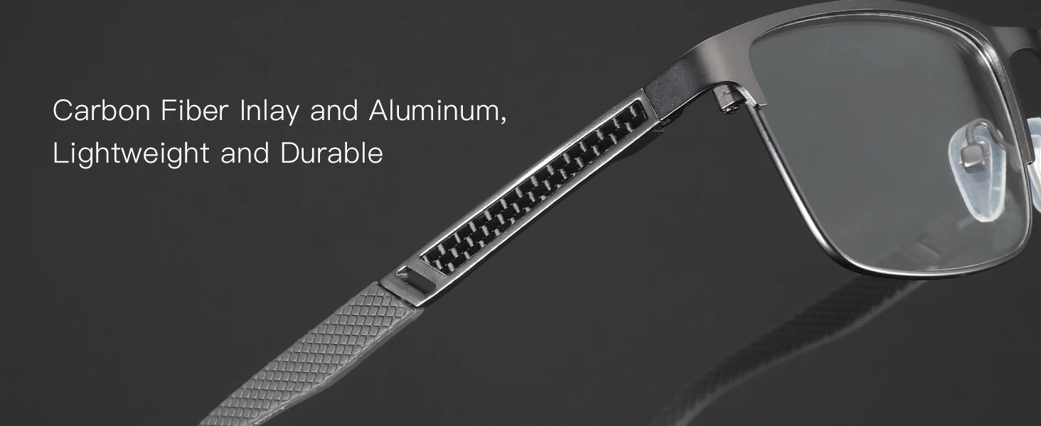 ZENOTTIC Quadratische Brille mit Carbonfaser-Rahmen für Herren, optische Brille ohne Sehstärke mit Blaulichtfilter für den Computergebrauch – Detail 7