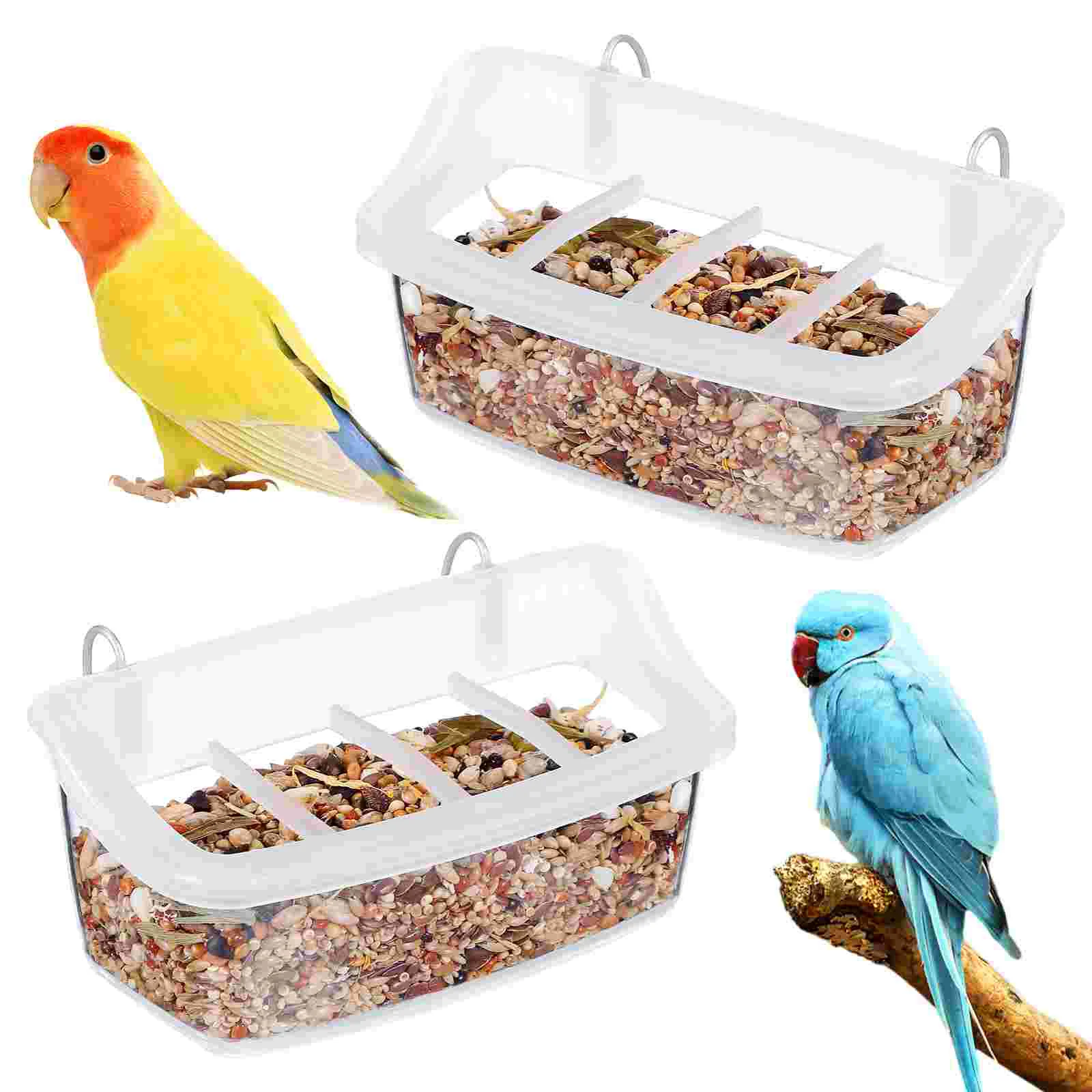 2 Pcs Parakeet Cup Outdoor Parrot Feeder Camera Birds Delicate Feeders for Outdoors Transparent Plastic Garden Pet