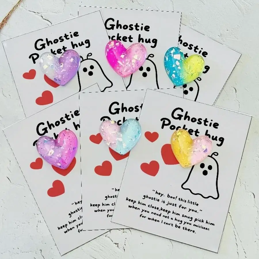 1/5/10/20/50/100pcs  Acrylic Resin Cute Heart Dog Pocket Hugs, Mini Decorative Animal Encouragement Cards for Family, Friends, a