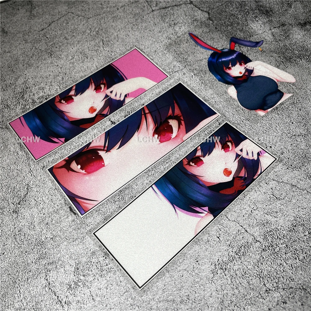 

Наклейки для автомобиля: Аниме-девочка-зайчик с леденцом, графика для окон авто, мотоциклетных шлемов, топливных баков, декоративная лента