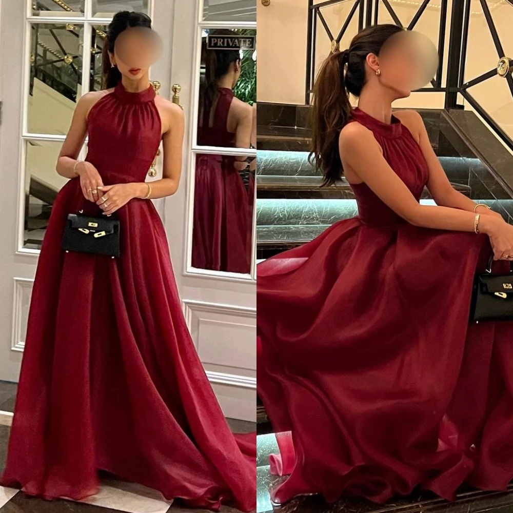 

Prom Dresses High Quality Exquisite Halter A-line Draped Chiffon Formal Occasion Gown vestidos para graduacion mujer 정장원피스