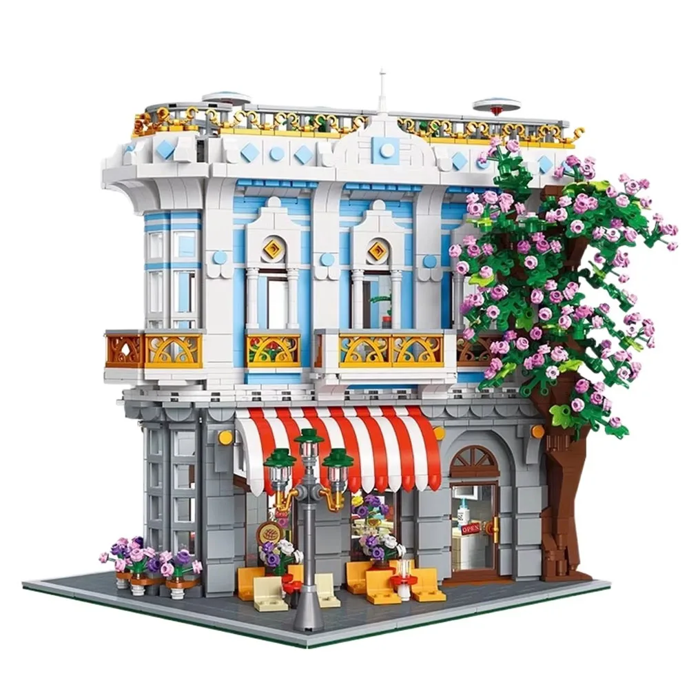 Décennie s de construction de restaurant Sakura pour enfants, ensemble de briques, modèle d'urgence, vue sur la rue, cadeau de Noël, en stock, 89109