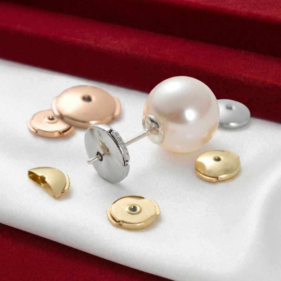 2 Paris 18K Gold Plated Screw Earring Backs Stopper Locking Earring Backs Replacements for DIY Diamond Studs Droopy Ears No Fade