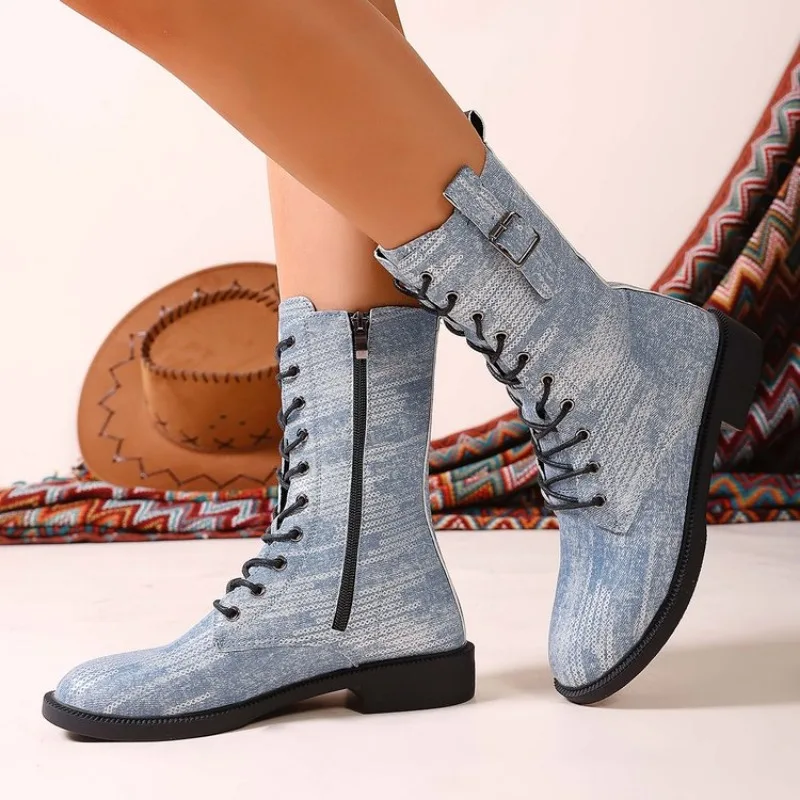 

Woman Boots Black Knee-high 2026 Autumn Winter Mujer High Tide Boots Zipper Fashion Female New Kids Motorcycle Boots Plus Size43